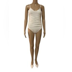 Women's Cream Ruched Bodysuit